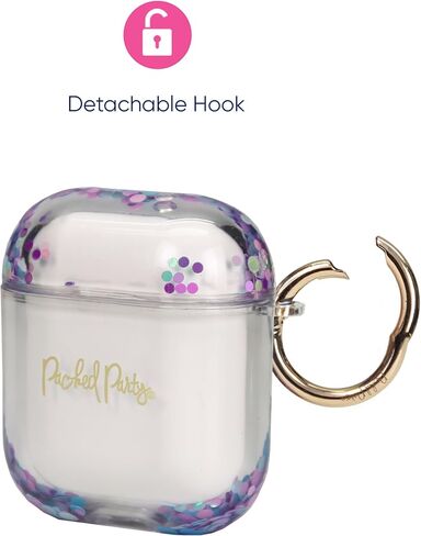 Packed Party for AirPods Case Cover, Soft Silicone Protective Cover with Detachable Gold Hook, Compatible with Apple AirPods 2nd 1st Generation Charging Case, in Bloom Earbuds Case Cover in Saudi Arabia