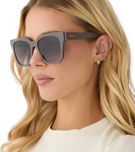 نظارات شمسية أريانا II مربعة التصميم للنساء من دي إف إف، حماية مستقطبة من الأشعة فوق البنفسجية 400، كافيه أولي + بني متدرج in Kuwait