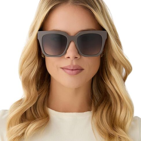 نظارات شمسية أريانا II مربعة التصميم للنساء من دي إف إف، حماية مستقطبة من الأشعة فوق البنفسجية 400، كافيه أولي + بني متدرج in Kuwait