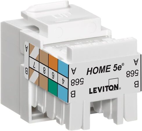 Leviton 5EHOM-RW5 Home 5e Snap-In Connector, T568A/B Wiring, White in Saudi Arabia