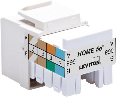 Leviton 5EHOM-RW5 Home 5e Snap-In Connector, T568A/B Wiring, White in Saudi Arabia