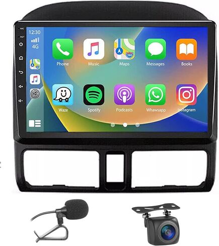 Car Stereo for Honda CRV Radio 02-06 (2GB+32GB) Wireless Carplay and Android Auto 4G+WiFi GPS Navigation 9 Inch Touchscreen Head Unit with HD Backup Camera/Bluetooth/Miror Link/MIC/RDS/FM/SWC in Kuwait