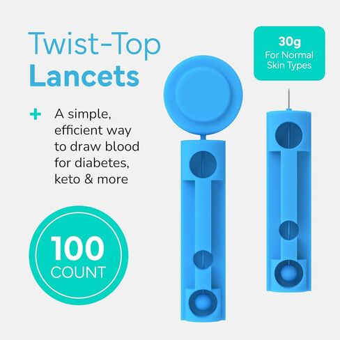 Twist Top Lancets for Diabetes Testing, 26 Gauge Diabetic Lancets for Blood Testing, Glucose and Keto Testing – Sterile Lancets Fits Most Lancing Devices - 26g Blood Sugar Lancets (100ct) in Kuwait