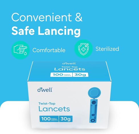 Twist Top Lancets for Diabetes Testing, 26 Gauge Diabetic Lancets for Blood Testing, Glucose and Keto Testing – Sterile Lancets Fits Most Lancing Devices - 26g Blood Sugar Lancets (100ct) in Kuwait
