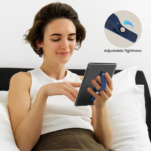 حامل حزام اليد CoBak لجهاز Kindle/الكمبيوتر اللوحي - قبضة يد واحدة من مادة TPU خفيفة الوزن مع عصا قوية، حامل للهاتف، إحكام قابل للتعديل لأجهزة Kindle/Kobo/Voyaga/Lenovo/Sony E-Book Tablet، أزرق داكن in Kuwait