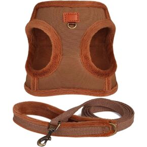 Beirui Medium Dog Harness and Leash Set, Soft Warm Puppy Harness Medium Size Dog, Adjustable No Pull Dog Harness for Medium Dogs,Easy Walk Dog Harness Medium Sized Dog in Autumn and Winter(Brown,M)