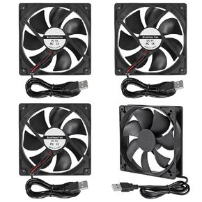 4pcs DC 5V 12025 Cooling Fan Ball Bearings Brushless 120x120x25mm USB Computer PC Fan for Computer Case Cooling Fan CPU Coolers Radiators