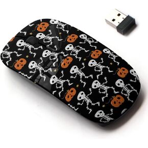 2.4G Wireless Mouse with Cute Pattern Design for All Laptops and Desktops with Nano Receiver - Cute Skeleton Dance Pumpkin