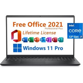 Dell 2024 Inspiron 15 Business Laptop, Free Microsoft Office 2021 with Lifetime License,16GB RAM,512GB SSD, 15.6" FHD Display, Intel 10-Core i7-1255U Upto 4.7GHz, Windows 11 Pro, Black