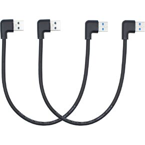 90 Degree Short USB 3.0 Extension Cable 1 Ft, Right Angle USB 3.0 Type A Male to Male Charging and Data Transfer Cable for Hard Drive, DVD Player, Laptop, Monitor and More,30CM 2Pack