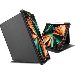 tomtoc Vertical Case for iPad Pro M2&M1 12.9-inch 6th/5th Gen 2021-2022, Slim Protective Anti-Bend Cover with Magnetic Stand for 3 Use Modes, Support Wireless iPad Pencil Charging, Black