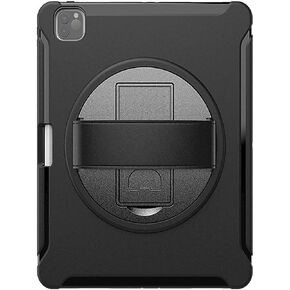 SaharaCase Protection Hand Strap Series Case for Apple iPad Pro 12.9" (4th, 5th, and 6th Gen 2020-2022) – Shockproof Bumper, Rugged Protection, Antislip, Integrated Kickstand – Black