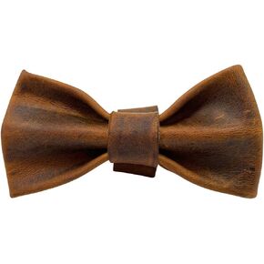 TACO DOG, Leather Bow Tie for Dogs Made from Full Grain Leather - Attaches onto Most Dog Collars (1.25 in. Wide) (Collar Not Included) - Fancy Cute Stylish Pet Accessory Attachment - Bourbon Brown