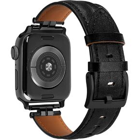 Leather Bands Compatible with Apple Watch Band Men 49mm 45mm 44mm 42mm 41mm 40mm 38mm(Ultra), Genuine Leather Replacement Band for iWatch Series 9 8 7 6 5 4 3 2 1 SE2 SE