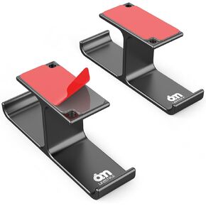 6amLifestyle 2 Pack Headphone Holder Hanger Under Desk Designed [Patented] Aluminum Dual Headset Headphone Hook Mount by Strong Adhesive & Screws Fit for Universal PC Gaming DJ Headphones - BK702