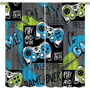 Gamepad Curtains Boys Girls Teen Color Game Room Controller Room Decoration Curtains Living Room Kitchen Blackout Curtains Heat Insulation Curtains 42x45 Inch 2 Panels