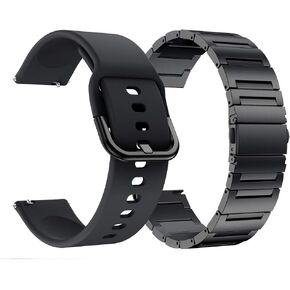 Compatible for Samsung Galaxy Watch 3 45mm 46mm Bands,22mm Quick Release Silicone Watch Wristband and Stainless Steel Metal Watch band for Samsung Gear S3 Frontier/Classic