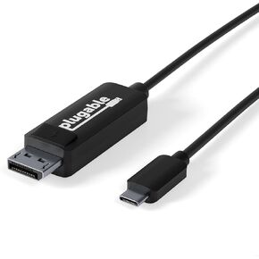 Plugable USB C to DisplayPort Cable 6 feet (1.8m), Up to 4K at 60Hz, USB C DisplayPort Cable - Compatible with Thunderbolt and USB-C - Driverless