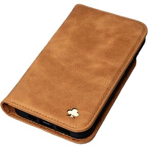 Porter Riley - Leather Case for iPhone SE 2022/20 and iPhone 8 / iPhone 7. Premium Genuine Leather Stand/Cover/Wallet/Flip Case with Card Slots & Horizontal Stand (Chocolate Brown)
