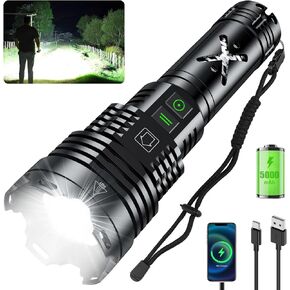 LED Flashlights High Lumens,1500000LM Tactical Flashlight Rechargeable USB C, 6 Modes, Zoomable, IP67 Waterproof, High Powered Flashlight for Home Camping Emergencies
