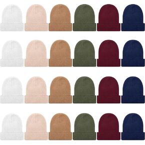 24 Pcs Winter Beanie Hats Bulk for Men Women Beanie Cap Cozy Knitted Cuffed Skull Cap Soft Ski Hat for Adult