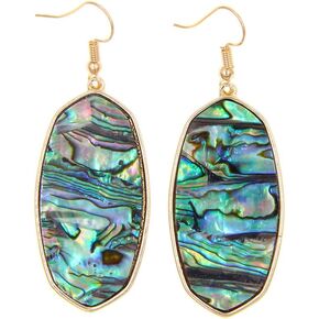 Women's Lightweight Oval Matte Stone Drop Dangle Earrings Bridal Earrings