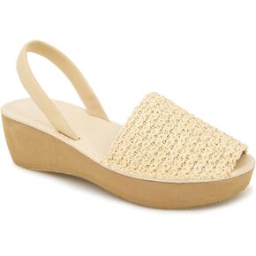 Kenneth Cole REACTION Women's Fine Glass Wedge Sandal, Natural Weave, 6.5