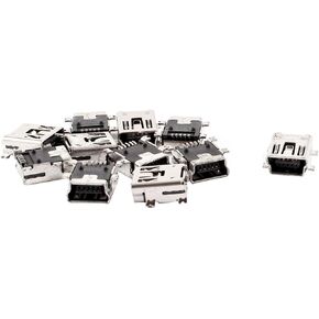 uxcell® Replacement Mini USB Type B Female 5 Pin PCB Board Mount Jack Charger Connector 10 Pcs