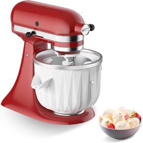 Ice Cream Maker Attachment for KitchenAid Stand Mixer, Ice Cream Bowl Compatible with 4.5Qt and Larger Stand Mixers, Ice Cream & Sorbet Gelato Maker Attachment Makes 2-Quart Frozen Yogurt by Focollk