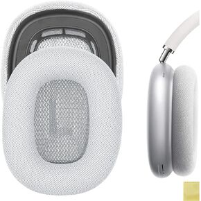 Geekria QuickFit Replacement Ear Pads for Airpods MAX Headphones Ear Cushions, Headset Earpads, Ear Cups Cover Repair Parts (White)