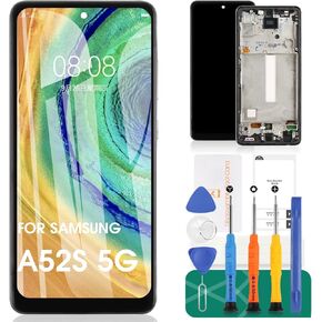 TFT for Samsung Galaxy A52s 5G Screen Replacement for Galaxy A52s 5G LCD Display for SM-A528B SM-A528B/DS Digitizer Touch Screen Assembly Repair Part with Frame (Without Fingerprint Function)