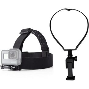 VLOG/POV Adjustable Cellphone Head Strap Mount+ Neck Mount Holder Strap,Compatible with Action Camera/SE 11 Xs X 8 7 Samsung Galaxy S20 S20+ BLU Phone (Head + Neck Mount)