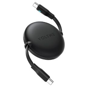 VOLTME 100W Retractable USB C Cable, USB C to USB C Car Charger Retractable Cord, 4-Stage Length Preset Charger Cord Fast Charging for iPhone 16 15 14 13/iPad/MacBook/Samsung S24 Black