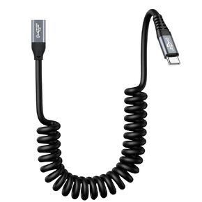 Guamar USB C Extension Cable 7.2ft, Coiled USB Type C Cord Extender Male to Female Cable 100W Fast Charging, 20Gbps Data Transfer for iPhone iPad MacBook and USB C Hub