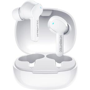 xtremtec Bluetooth Noise Cancelling Wireless Earbuds for iPhone/Android, in-Ear Sweatproof Stereo Bass Headphones, Immersive Sound Bluetooth 5.2 Earphones with Microphones,En-able Computer (Black)