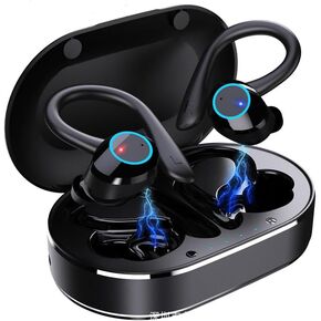 Earbuds, Q23 PRO Bluetooth 5.1 Sport Waterproof Earphones with Charging Case, Stereo Noise Cancelling Earhooks Headset Bulit in Mic, for Sports Travel Work Gym(Black)