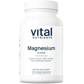 Vital Nutrients Magnesium Citrate | Support Stress Levels, Bone, Heart, and Muscle Health* | Vegan Supplement | Gluten, Dairy and Soy Free | Non-GMO | 100 Capsules