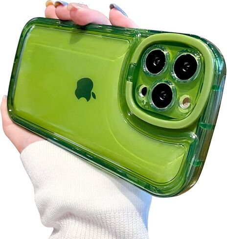 Ownest Compatible with iPhone 13 Pro Max Case with Clear Kickstand Creative Protective Design Case with Camera Holder for TPU Slim Shockproof Cool Phone Case for iPhone 13 Pro Max-Green in Saudi Arabia