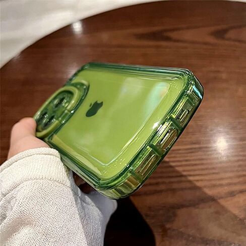 Ownest Compatible with iPhone 13 Pro Max Case with Clear Kickstand Creative Protective Design Case with Camera Holder for TPU Slim Shockproof Cool Phone Case for iPhone 13 Pro Max-Green in Saudi Arabia