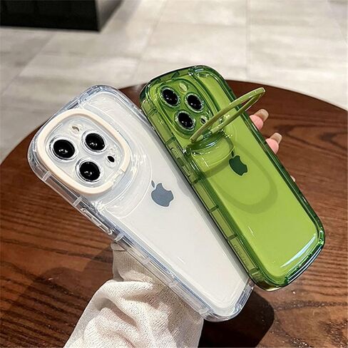 Ownest Compatible with iPhone 13 Pro Max Case with Clear Kickstand Creative Protective Design Case with Camera Holder for TPU Slim Shockproof Cool Phone Case for iPhone 13 Pro Max-Green in Saudi Arabia