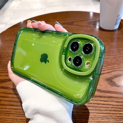 Ownest Compatible with iPhone 13 Pro Max Case with Clear Kickstand Creative Protective Design Case with Camera Holder for TPU Slim Shockproof Cool Phone Case for iPhone 13 Pro Max-Green in Saudi Arabia