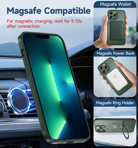 MAGIC JOHN Magnetic Case for iPhone 13 Pro Max Phone Case[Compatible with Magsafe] [with Magnetic Mental Stand][Military Grade Shockproof][Anti Yellowing],Translucent Matte Back with Soft Edge,Blue in Saudi Arabia