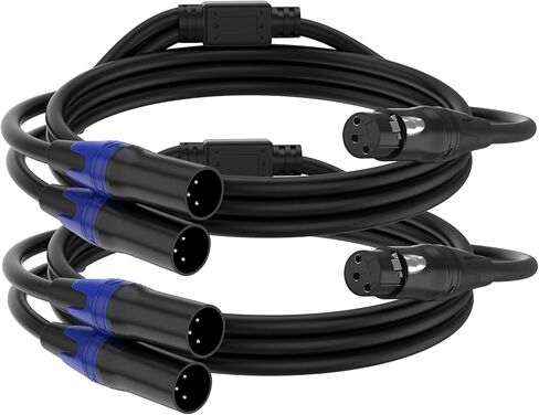 XLR Y Splitter Cable 2 Male to 1 Female, Microphone XLR Breakout Cable Balanced Left and Right Dual Male to Single Female, for Mixer/Speaker/MIC, 10FT-2Pack in Kuwait