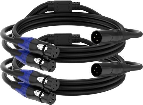 XLR Y Splitter Cable 2 Male to 1 Female, Microphone XLR Breakout Cable Balanced Left and Right Dual Male to Single Female, for Mixer/Speaker/MIC, 10FT-2Pack in Kuwait