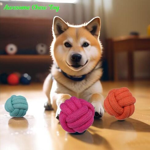 Dog Chew Toys, Dog Rope Balls Kit 2 Pack, Fun Interactive Cotton Balls for Medium to Large Dogs with a Diameter of 3 inches, Relieve Boredom, Chewing, Teething and Training, Light Orange. in Saudi Arabia