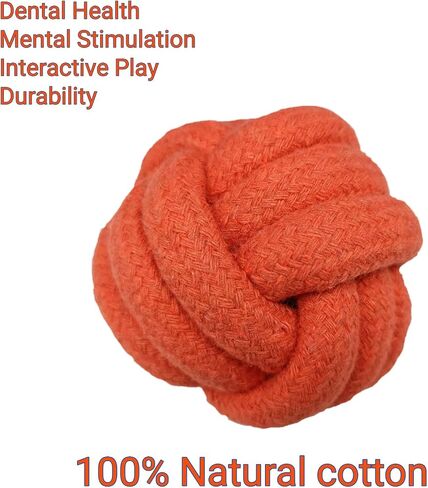 Dog Chew Toys, Dog Rope Balls Kit 2 Pack, Fun Interactive Cotton Balls for Medium to Large Dogs with a Diameter of 3 inches, Relieve Boredom, Chewing, Teething and Training, Light Orange. in Saudi Arabia