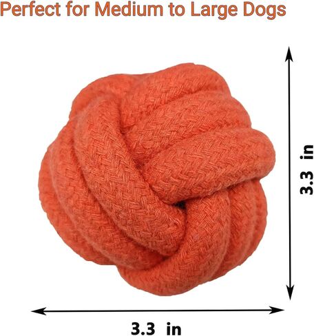 Dog Chew Toys, Dog Rope Balls Kit 2 Pack, Fun Interactive Cotton Balls for Medium to Large Dogs with a Diameter of 3 inches, Relieve Boredom, Chewing, Teething and Training, Light Orange. in Saudi Arabia