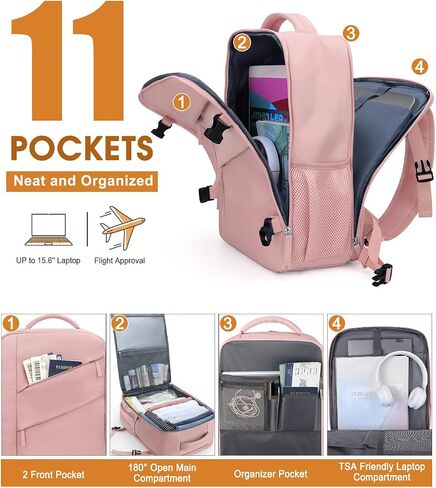 Capolo Travel Backpack for Women Men Waterproof Laptop Backpack Flight Approved Carry On Backpack Overnight Weekender Bag College Bookbag for Business, Work, Traveling Fits 15.6 '' Laptop,Black in Kuwait