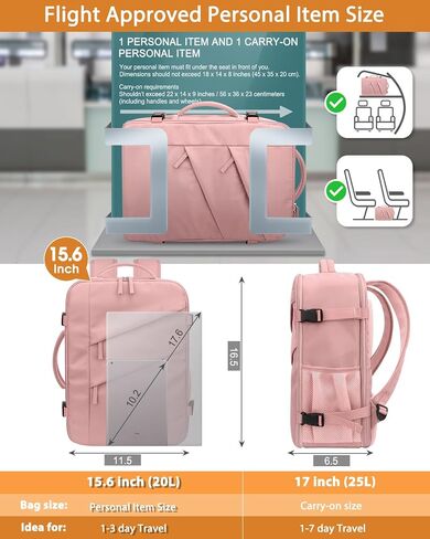 Capolo Travel Backpack for Women Men Waterproof Laptop Backpack Flight Approved Carry On Backpack Overnight Weekender Bag College Bookbag for Business, Work, Traveling Fits 15.6 '' Laptop,Black in Kuwait
