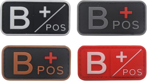 PVC Blood Type Patch 4pc(Hook and Loop B+) - Durable Patch for Identification (B+) in Saudi Arabia
